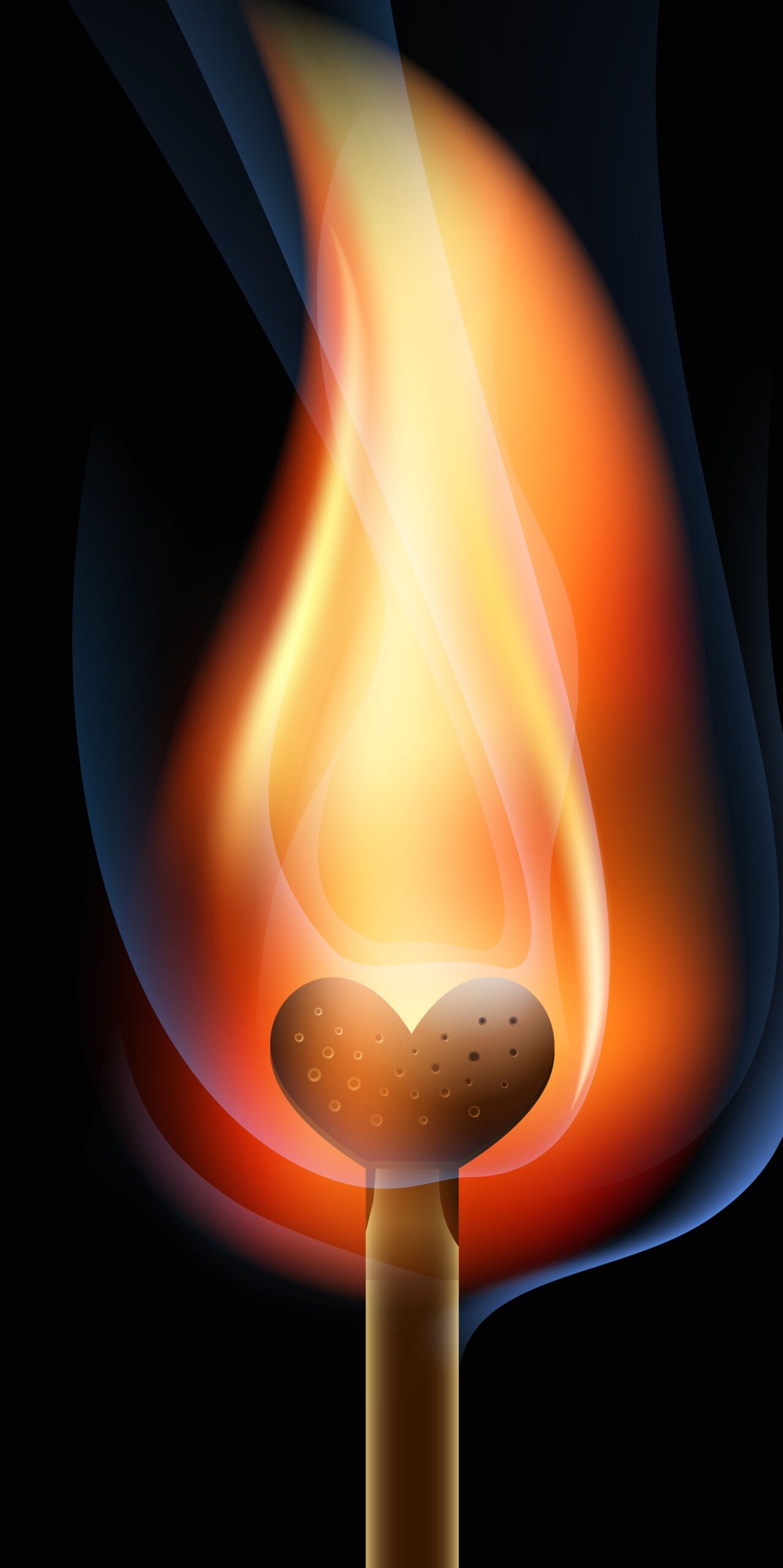 Match stick with heart and flame